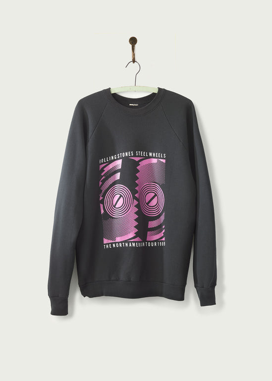 Vintage 1989 Rolling Stones Steel Wheels Purple Gears Crew