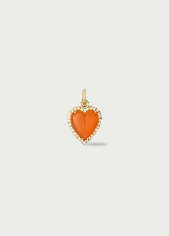 14K Gold Diamond & Carnelian Alana Heart Charm