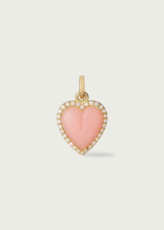 14K Gold Diamond & Pink Opal Alana Heart Charm