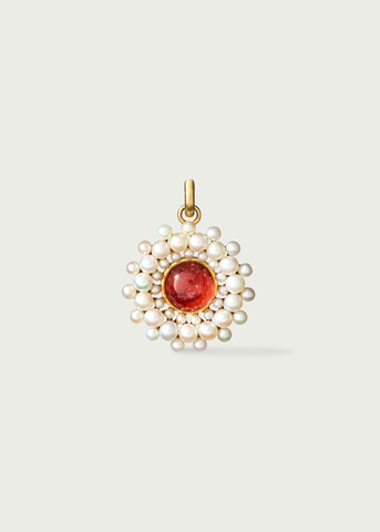 14K Gold Pink Tourmaline & Pearl Cluster Juliet Charm