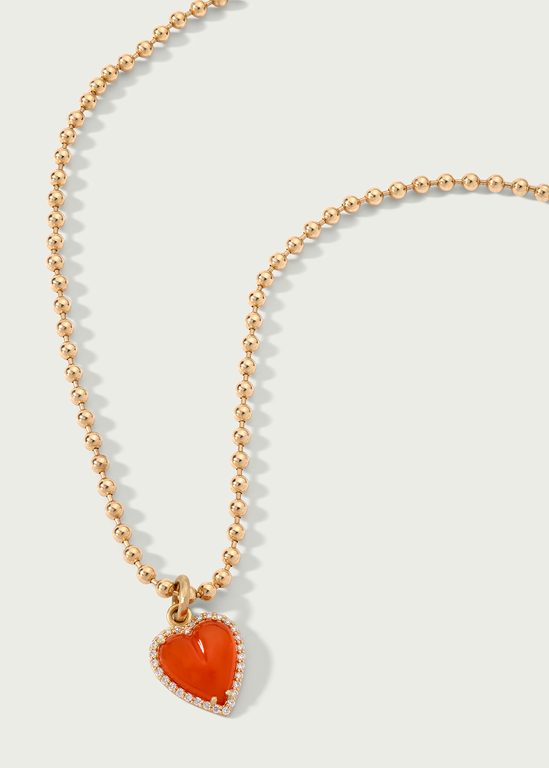 14K Gold Diamond & Carnelian Alana Heart Charm